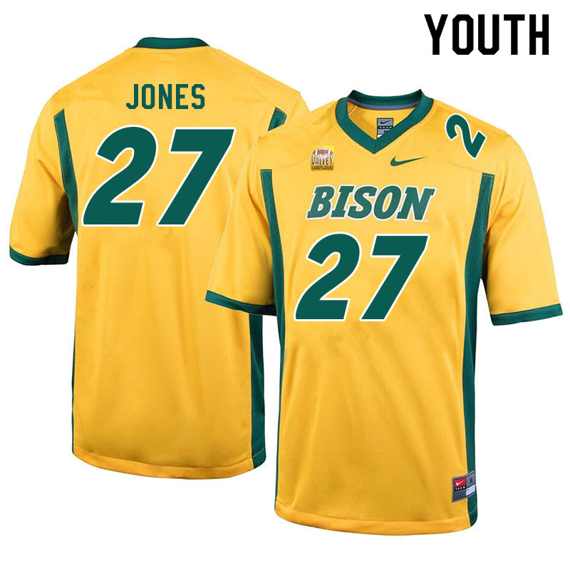 Youth #27 Ryan Jones North Dakota State Bison College Football Jerseys Sale-Yellow - Click Image to Close
